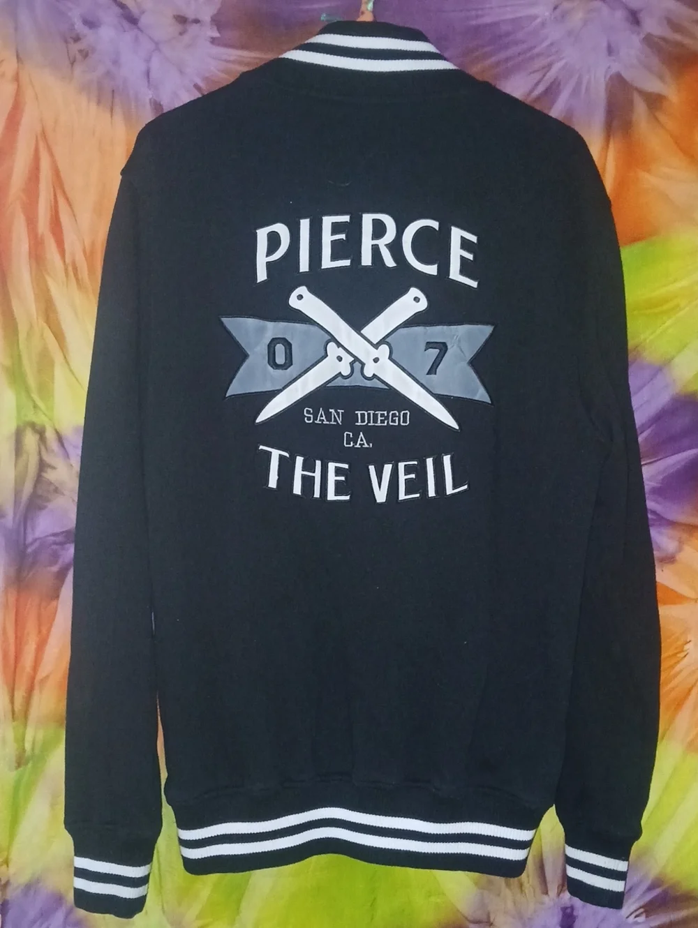 Pierce The Veil 2013 Black Varsity-Style Bomber Jacket Medium